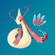 Pokémon Milotic on Water-type background.